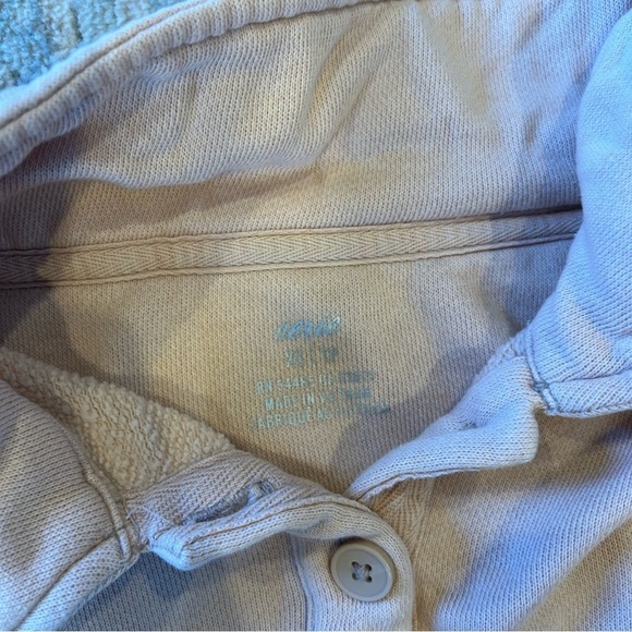 Aerie xs womens cropped button down collared shirt peach tan PERFECT CONDITION - Picture 6 of 6